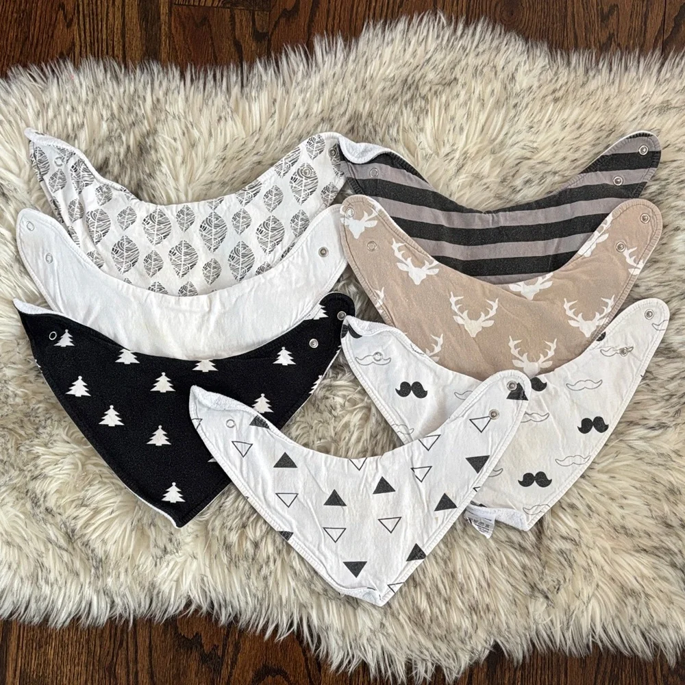 7 Assorted Patterned Baby Bandana Bibs